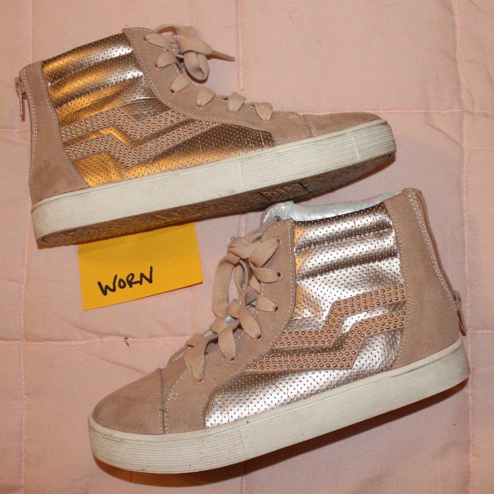 JUSTICE HI-TOP SNEAKERS -SIZE 3/5 WORN